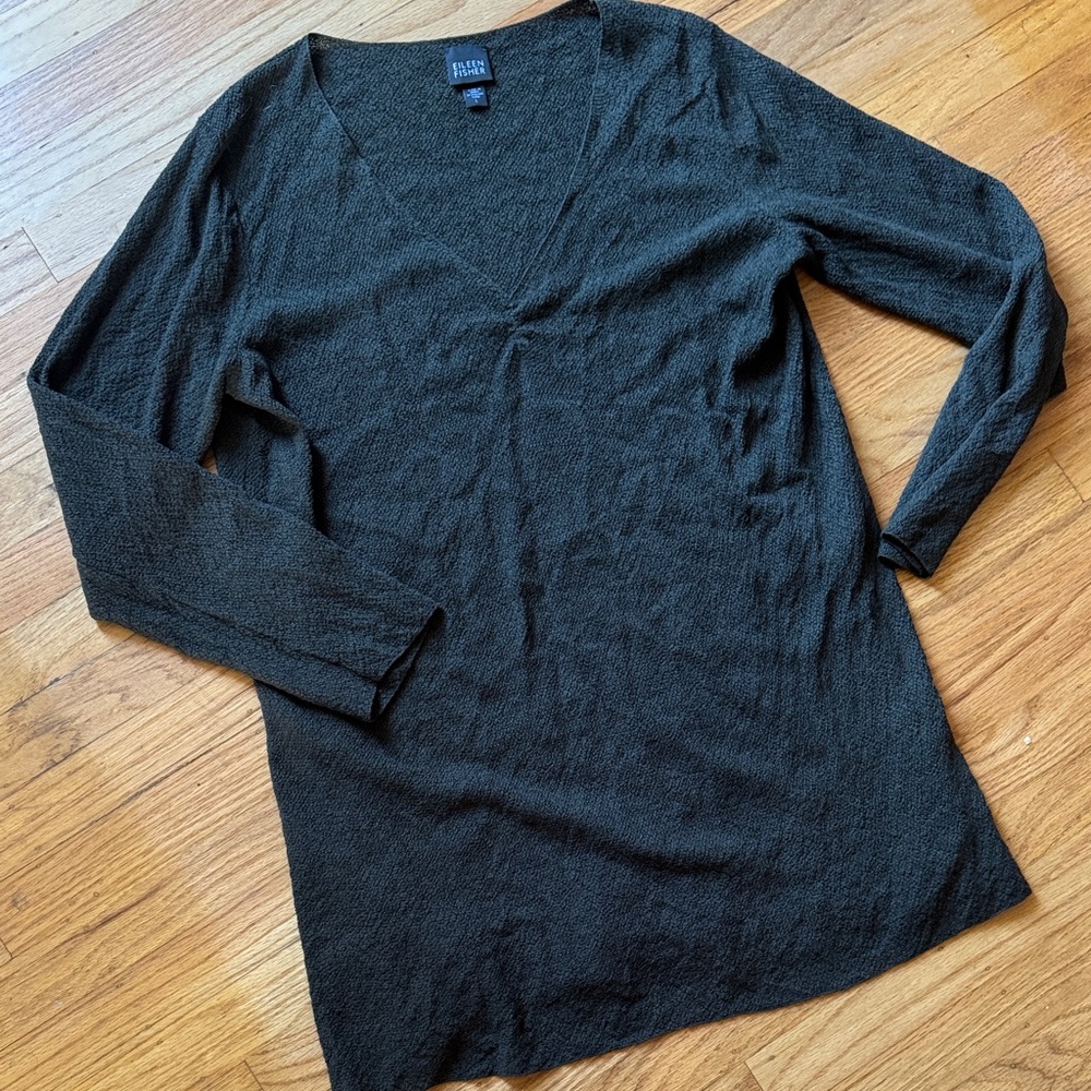 Eileen Fisher Dark Green V-Neck Sweater